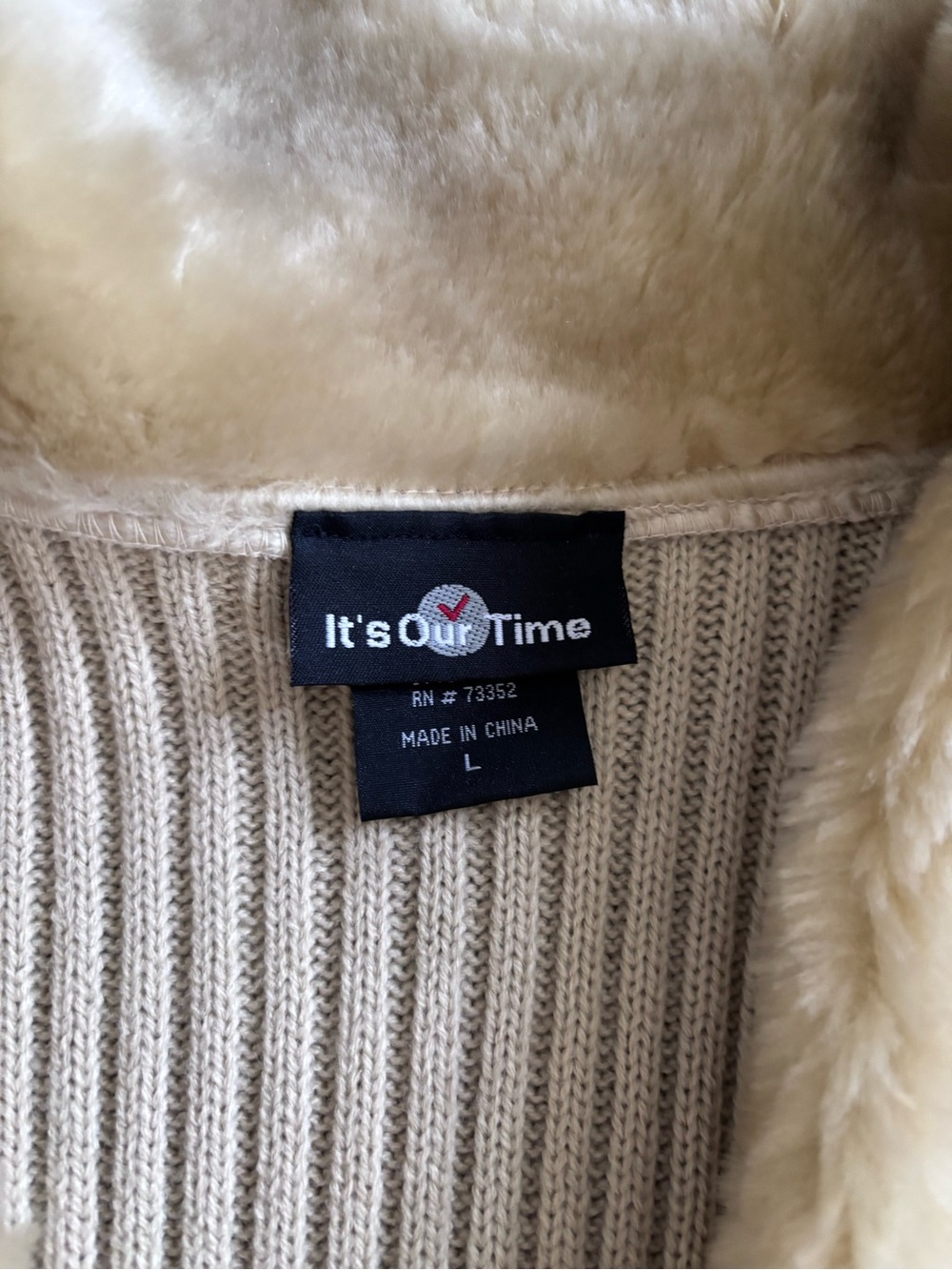It's Our Time Cream Ribbed Cardigan with Faux Fur Collar & Cuffs - Picture 5 of 5